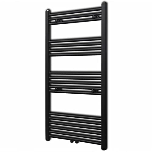 Camerina Handtuchheizkörper Warmwasser Gerade Schwarz 600x1160 mm HandtuchheizköRper Seitenanschluss Thermostat Heizung