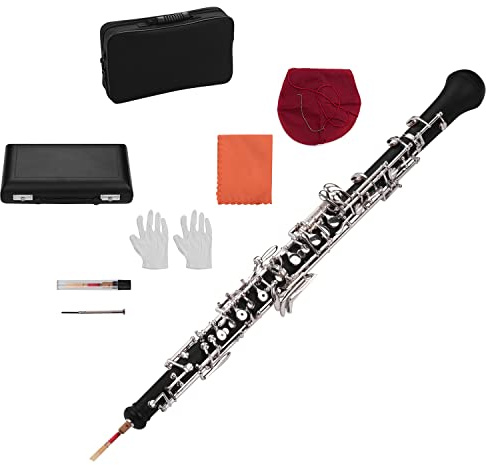 Summina Professional Oboe with C Key, Semi-Automatic Style, Nickel-Plated Keys, Woodwind Instrument, Oboe Reed, Gloves, Leather Case, Carry Bag, Cleaning Cloth