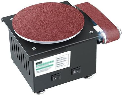 Mini lijadora de Disco, pulidora eléctrica de 6 Pulgadas, afilador de Cuchillos 0-8000R/MIN con Correa abrasiva, 7 velocidades Ajustables, for Manualidades de Madera, molienda de Piedra de Metal