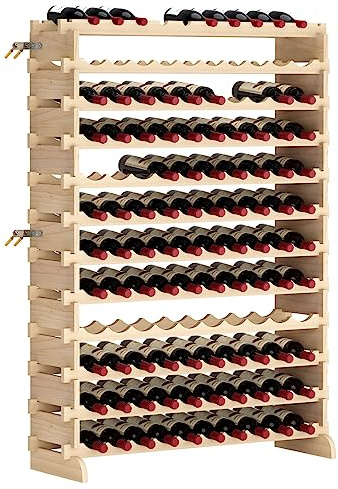SDHYL Botellero Estante de Vino de Madera de Pino con 12 Niveles para 120 Botellas de Almacenamiento Organizado Adaptable para Botellas de Vino Tinto de Borgoña
