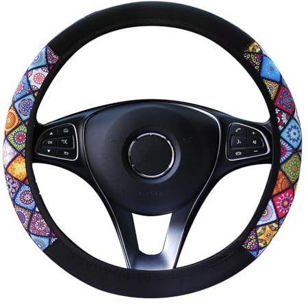 Auto Lenkradbezug 38cm Universeller, Lenkradhülle für Auto Lenkrad Schutzhülle im Farbe Stil, Autolenkradbezug Lenkradschutz aus Atmungsaktiver Mikrofaser Schweißabsorbierender Wickelbezug