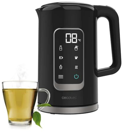 Cecotec Bollitore Elettrico da 1,7 Litri con Schermo Touch Thermosense 500 Touch. 2200W, Interno in Acciaio Inox, 5 Livelli di Temperatura, Spegnimento Automatico, Nero