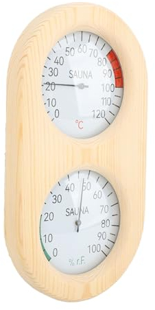 Termómetro para sauna, termómetro de ambiente Medidor de humedad Termómetro de sauna de pared Higrómetro Higrómetro Higrómetro para Sauna de Madera para Baño Turco, 9.6x5.2 pulgadas
