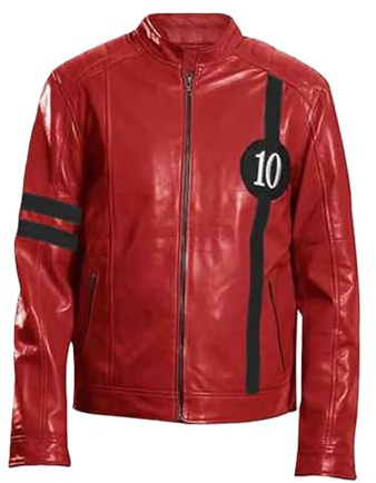 MERCH ATTIRE Chaqueta de piel sintética para hombre, diseño de superhéroe verde, Negro - Chaqueta de piel sintética, L