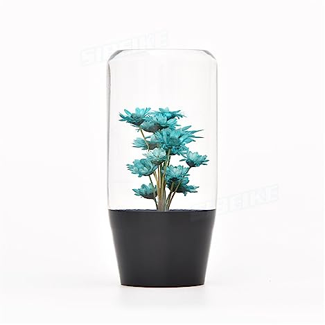 HSENY 10CM Universal Fit for JDM Echte Blume Schaltknauf Acryl Kristall Transparent 7 Farben Auto Manuelle Schalthebel Schaltknauf(Lake Blue)