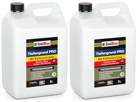 Isolbau Tiefengrund PRO Grundierlösung - 10 L Reaktive Silikat-Polymer-Grundierung mit Kaliwasserglas für professionelle Grundierung Innen & Außen