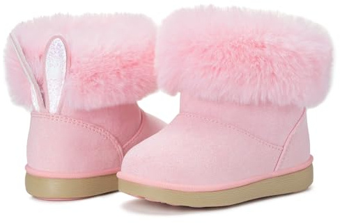 KVbabby Bottes Fille Neige Enfant Bottines Hiver Bébé Chaud Doublé Bottines Fourrure Souple Boots Chaussures d'Hiver Mode rose b EU20 =Étiquette 21