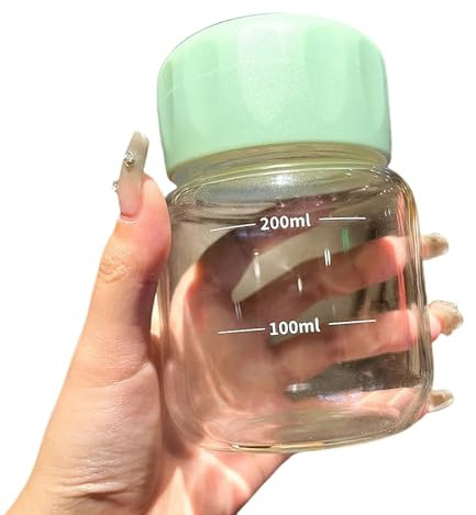 FGQCBBYC Bouteille d'eau Petite Tasse De Lait en Verre Portable Tasse De Café Féminine De L'Été Mini-Tasse d'eau Portable Mignonnee Tasse De Filles-Vert-300 ML