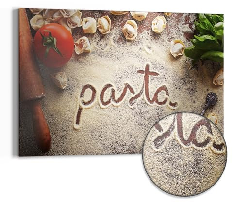 DEQORI Metall Magnettafel | 60x40 cm cm groß | Motiv Pasta Passion | Whiteboard für alle Magnete | Magnetboard Wand-Tafel für Küche & Büro | Design Magnetwand Pinnwand magnetisch