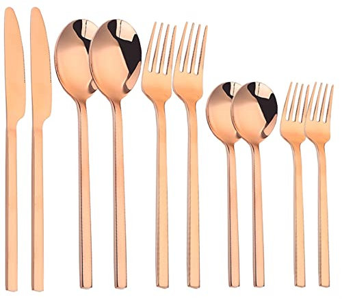 Ensemble de couverts 5 pièces Ensemble de couverts de voyage en acier inoxydable doré Ensemble de couverts portables pour cuisine Ensemble de couverts de table fourchettes couteaux cuillères Ensemble