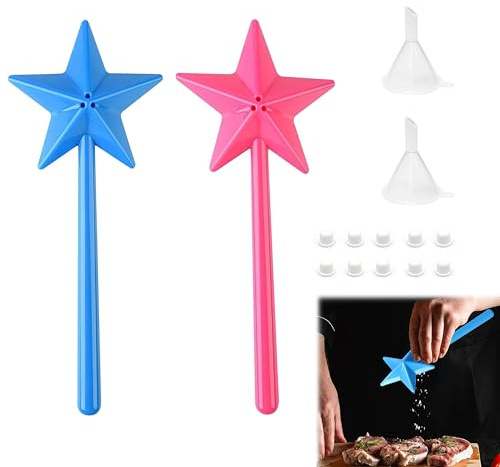 2 bastoncini per spezie, bacchette di sale, bastoncini di spezie a stella con fori, bastoncini per spezie a forma di stella, adatti per cucinare da cucina, barbecue, decorazioni