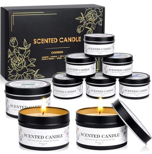 Duftkerzen Geschenkset für Frauen,Duftkerze Set Geschenke für Männer, 9 x 70g Sojawachs - Langanhaltender Duft - 180 Stunden Brenndauer Aromatherapie Kerzen Klein Geschenke für Weihnachten,Geburtstag