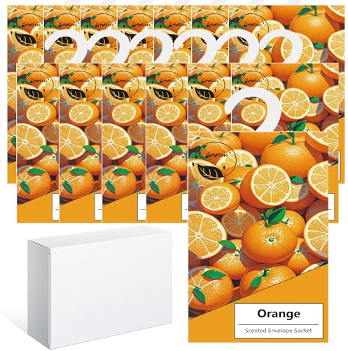 14pcs Wäscheduft Schrank Duftsäckchen Kleiderschrank Dufterfrischer, Duftbeutel Kleiderschrank Duft Hanging Beutel, Schrankdeo Natürlichen Geruch Sachet, Duftsachet, Schrankduft Frische (14Orange)
