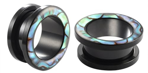 Tolldek 14mm Flexible Dünne Ear Tunnel Plug 2 Stücke, Hohl Hoop Piercing Ohrringe Ohren Double Flared Tunnel, Edelstahl Schwarz Ohrringe Rock für Frauen Körper Piercing Schmuck