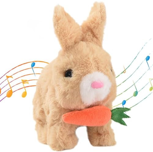 YeahBoom Hüpfendes Kaninchen,Hase Elektrisch Spielzeug,Hüpfendes Kaninchen Spielzeug,Plüschhasenspielzeug,Osterhase Stofftier Klein,Interaktives Elektronisches Haustier,Hasen Kuscheltiere Klein