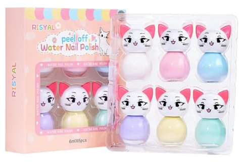 Kids Nail Varnish Sets with 6 Macaroon Colors, Kids Nail Polish Sets for Girls, Water-Based, Non-Toxic, Quick Dry Kids Nail Varnish Set, Girls Gift,Birthday Gifts For Ages 3+