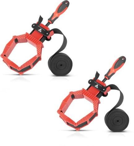 STAHLWERK Lot de 2 tendeurs de cadre - Tendeur d'angle - Tendeur de bande - Tendeur d'angle - Avec 4 mâchoires de serrage et sangle en nylon de 4 m