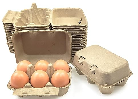 Azatemgo 40 packs de cartons pour œufs, cartons pour œufs en fibre de cellulose, 6 bacs pour œufs, cartons pour œufs réutilisables solides, conteneurs pour œufs