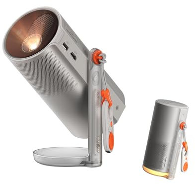 XGIMI MoGo 4 Laser Portable Projector with 4 Filters, 550 ISO Lumens, 360° Built-in Stand, Built-in Battery, 2.5 Hours of Playtime, Google TV with Licensed Netflix, 2×6W Harman Kardon