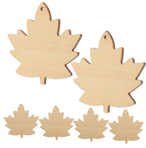 jojofuny 6 Piezas recortes de hojas de otoño decoración de halloween Decoración de aula para Halloween decoración de pared de hojas de madera adornos colgantes en forma de hoja de arce