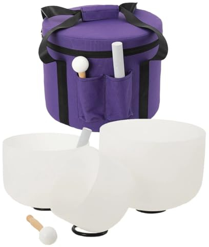 8-12 Inch Set of 3 PCS Frosted Quartz Crystal Singing Bowls