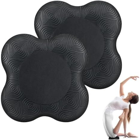 CUEMOON Kniekissen Yoga, 2 Stück Rutschfest Yoga, 20x20cm Pad Knie Padmatte Knee Protector Unterstützt für Pilates Sport (Schwarz)