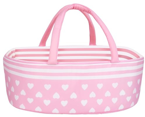 AORI Reborn Baby Dolls Bassinet - Foldable Doll Crib Bed Soft Doll Carrier Accessories with Handle for 17-22 Inches Newborn Baby Girls Pink