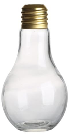 Ciieeo Botella De Vidrio Forma De Bombilla 500 Ml Transparente Tapa a Prueba De Fugas y Base Plana Para Bebidas y Jugos Casa o Fiestas Vaso Reutilizable