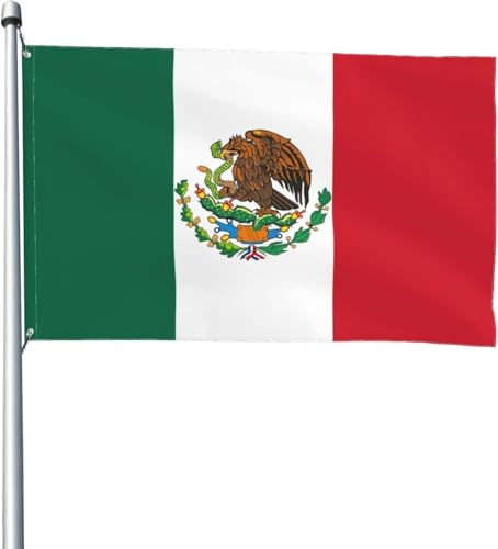 Bandera de México de 1,2 x 1,8 m, ideal para patio, césped y jardín, decoración exterior, colores vivos y resistente a la decoloración.