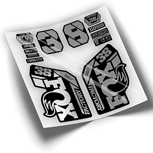 Ref: VP433 Aufkleber, kompatibel mit Fox- 38 Gabel, Kashima 2021-2024, MTB, Sticker, Aufkleber, Aufkleber für Mountainbikes, (verchromtes Silber)