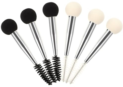 COLLBATH Make Up Schwamm 6 Stück mit Aluminiumgriff Doppelkopf Design für Augenbrauen und Wimpern Geeignet für Präzises Auftragen und Einfaches Verblenden
