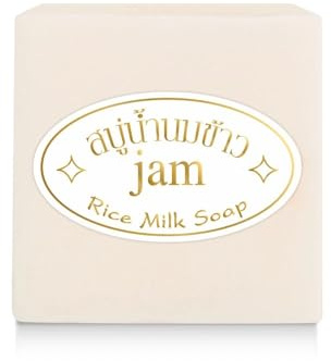 Savon au Lait de Riz 65g JAM | Savon Naturel Thaï | Nettoyant Visage & Corps, Anti-Taches, Anti-Acné & Éclat | Collagène, Glutathione & Vitamine E | Soin Peau Douce, Lisse & Lumineuse