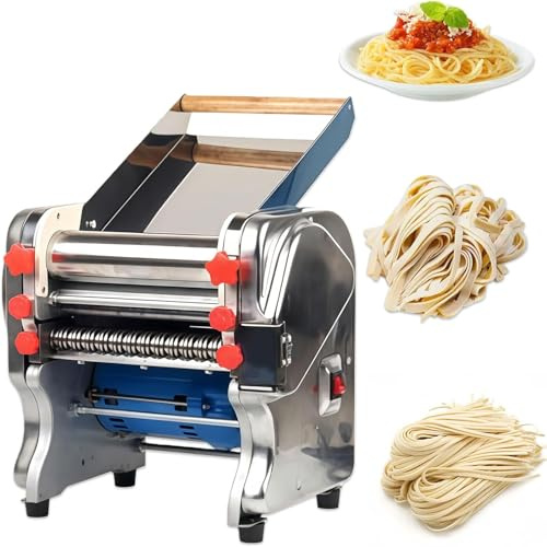 Macchina Per Pasta Fresca Professionale,Macchina Pasta Fresca Elettrica, Acciaio Inox Per Tagliatelle Fresca Fatta In Casa, Doughwidth 18/20/24cm, Doppie Cinghie(200-Kneading type)