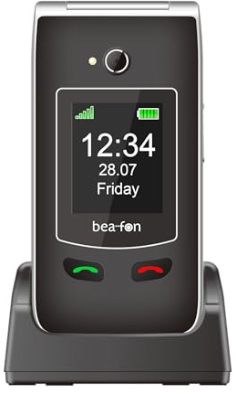 Beafon, SL645plus, Silverline, seniormobil med SOS nödsamtalsknapp, hopfällbar mobiltelefon, stor knappstelefon, samtalsvarning och avslut, knapp på framsidan, skyddsklass IP54, XXL innerfärg
