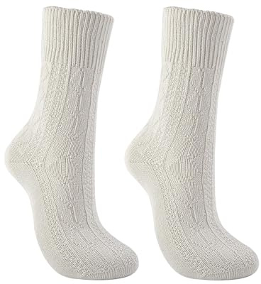 WEESTAAMO Calcetines tradicionales para hombre, calcetines hasta la rodilla para Oktoberfest, largos, blancos, patrones de punto tradicionales, calcetines bávaros de algodón, Color blanco., M
