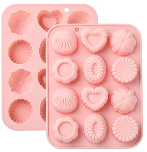 Ipotkitt 2 stampi ovali in silicone a forma di cuore rosa per cioccolato, gelatina, fondente, cioccolato, caramelle, mousse, ghiaccio, torte, fai da te, keto, fat bomb