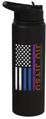Jiu Jitsu American Flag USA Jiu Jitsu Belts Stainless Steel Insulated Water Bottle