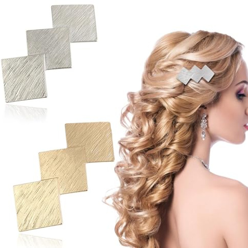 TEOZBLU 2 Pcs Französische haarnadel, Dutt Haarspange Metall, Haarhalter Clips Quadratische geometrische, haarspangen damen Retro-Minimalismus, Dekorativer Haarschmuck für Frauen Mädchen (Gold/Silber)