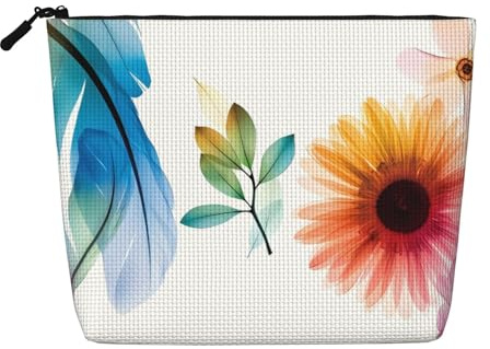 Neceser de una sola capa con estampado de paisaje de las montañas nieblas, ideal para almacenamiento diario, viajes y viajes de negocios., Color de hojas de flores, Talla única