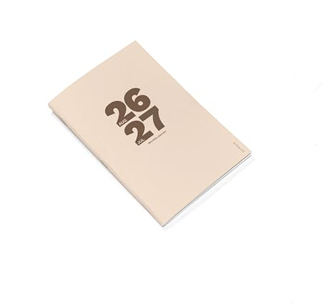 OCTÀGON DESIGN | 2026-2027 Small Monthly Planner PLUS | Planificador mensual académico | 12 meses; agosto 2026 - julio 2027 | 2 Páginas para notas entre meses | Small (13,5 x 20 cm) | Biscuit.