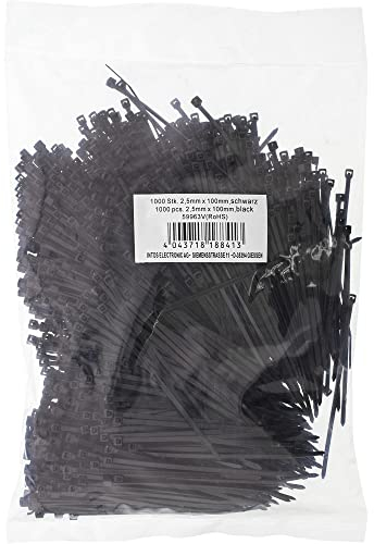 InLine Fascette per cablaggio, 100x2,5mm, colore nero. Confezione da 1000 pezzi (Bulk)