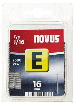 Novus 23297 Nägel 16 mm, Klarsichtverpackung mit 2600 Stück vom Typ J/16, Heftmittel zur Befestigung von Zier- und Eckleisten