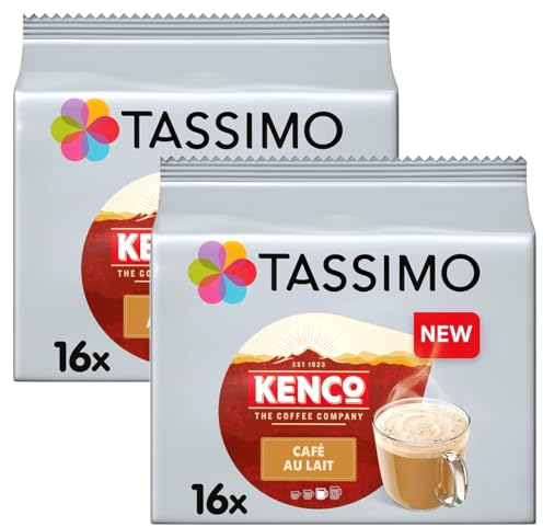 Tassimo Kenco Café au Lait Coffee Pods x16 (Pack of 2, Total 32 Capsules)