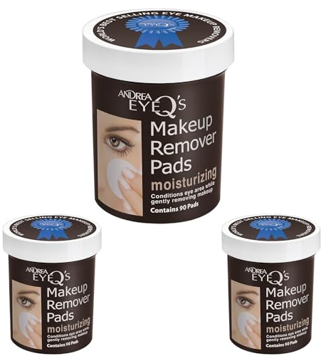 Andrea Eye Q's Moisturizing Eye Makeup Remover Pads, 90-Count (Pack of 3)