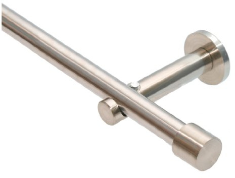 Garduna Gardinenstange Ø 16mm Cap, 1-lauf, Edelstahl-Optik (ohne Ringe) (160cm)