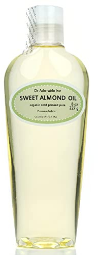 Dr Adorable - 8 oz - Sweet Almond Oil - 100% Pure Natural Organic Cold Pressed