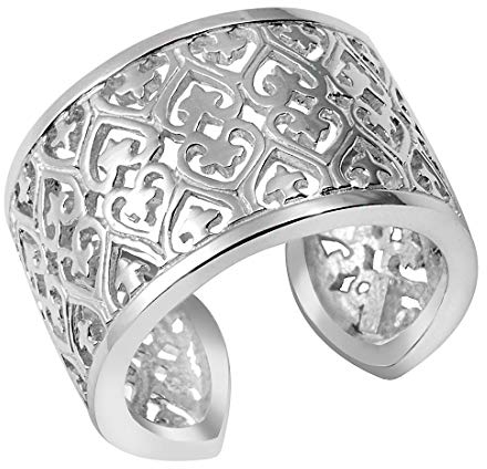 MATERIA Schmuck 925 Silber Ring breit Stern - Silber Damen Ring Herz in Gr. 52-60 / Größe verstellbar #SR-49