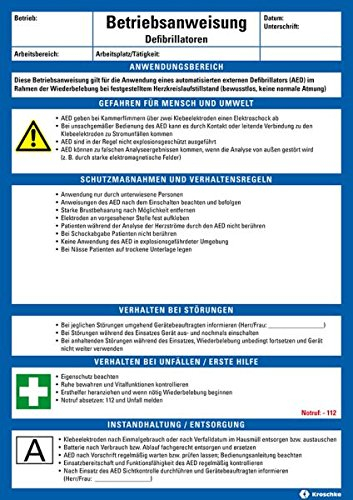 LEMAX® Maschinenbetriebsanweisung Defibrillatoren, Kunststoff, 210x297mm