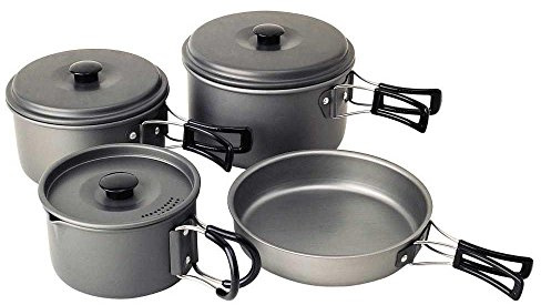 Campingaz Campinggeschirr Trekking-Geschirrset aus Aluminium, DREI Töpfen 2.3, 1.5, 1 Liter, 16 x 20 cm, Grau, 8-teiliges