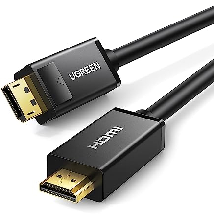UGREEN Cavo DisplayPort HDMI 4K Ultra HD, Adattatore DP to HDMI Cable per PC, HDTV, Proiettore, Monitor, Occhiali VR, Schede Grafiche, Schede di Interfaccia, Media Center, ECC. (3M)